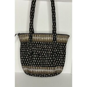 Vera Bradley Zebra Brown Black  Retired Shoulder Strap Pockets Has Marks See Pic